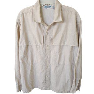 Vintage Patagonia M Men's Shirt Vented Fishing Outdoor Long Sleeve Beige Cream